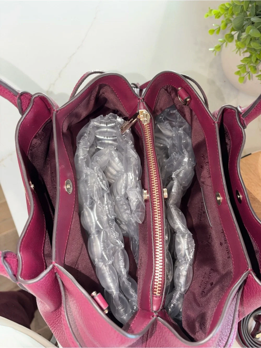 Kate Spade Large Dumpling Satchel Blackberry Preserves maroon cranberry bag